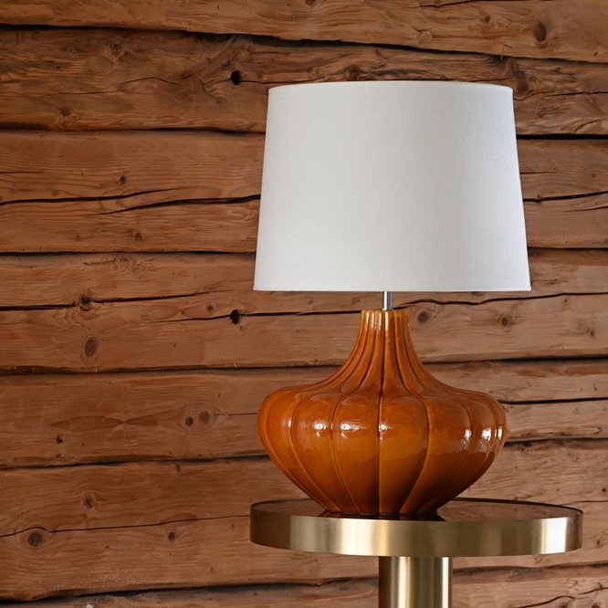 Lampa stołowa ceramiczna modern retro pomarańczowa